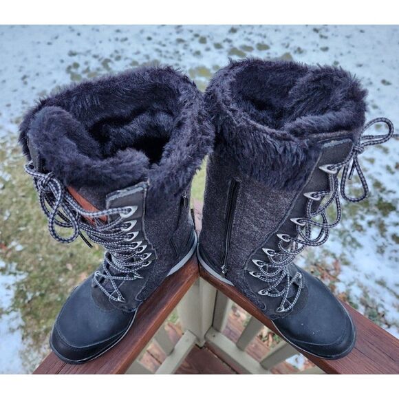 Salomon Womens Winter Boots Size 5 Gray Black Climashield Lined Outdoor 643001 - Picture 5 of 11